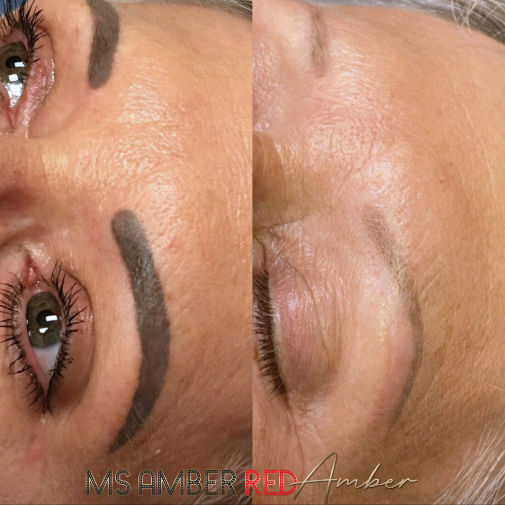 Eyebrow removal and corrections at Ms Amber Red permanent makeup studio in las vegas