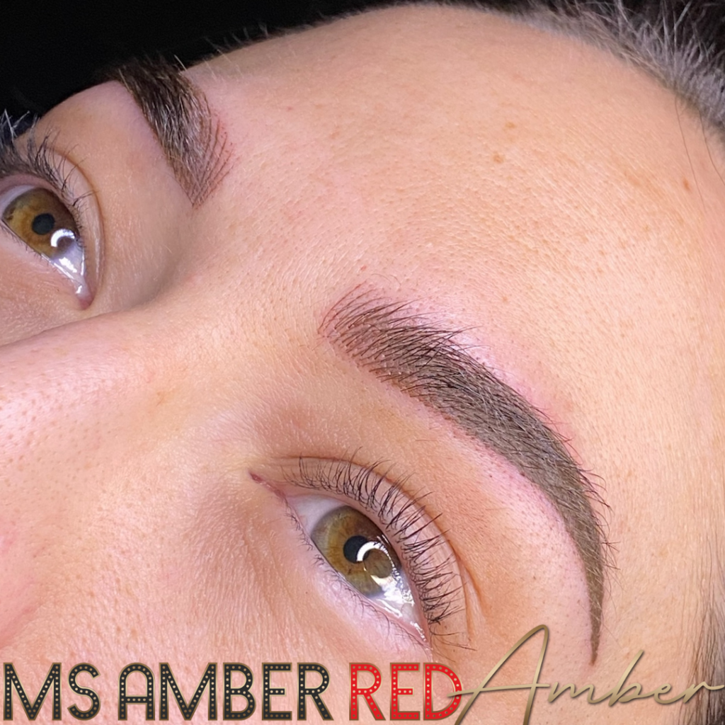 combination eyebrows made up of microshading and microblading tattooed permanent makeup msamberred las vegas nevada