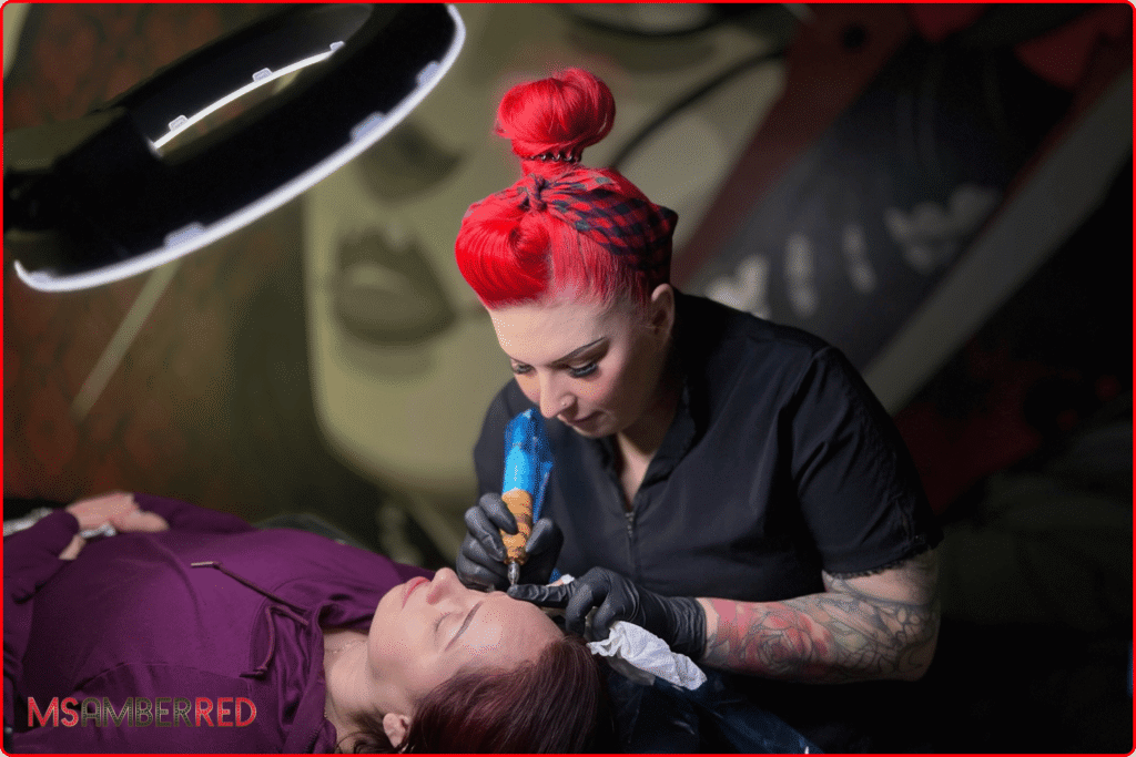 Ms Amber Red tattooing permanent makeup